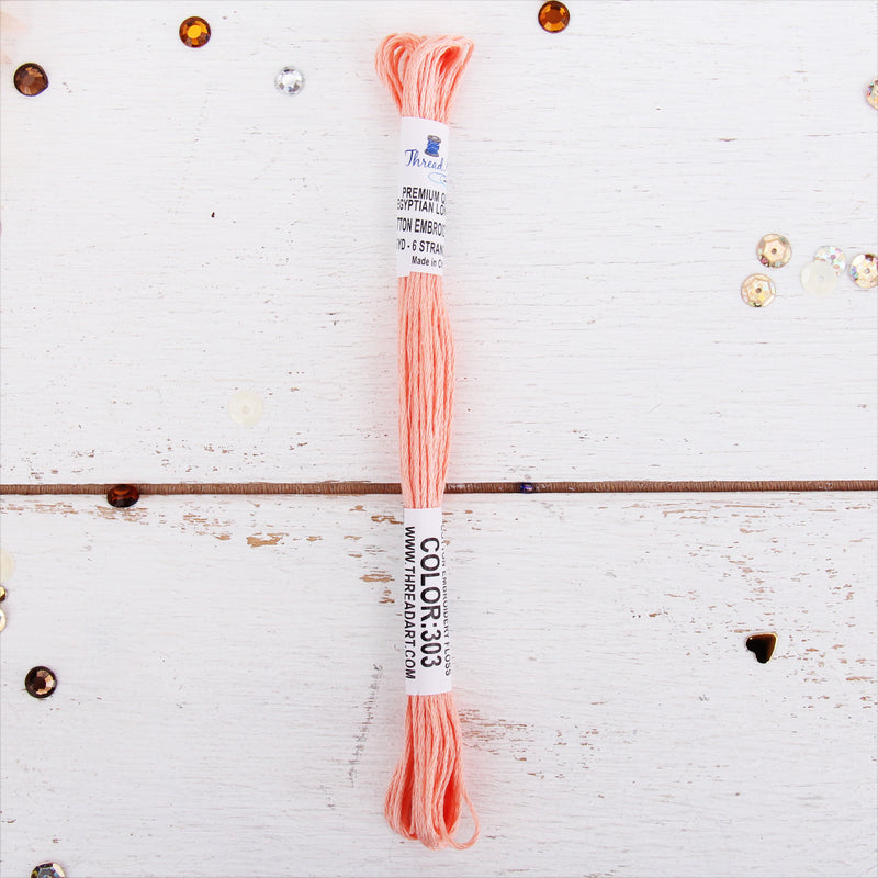 Light Apricot Premium Cotton Embroidery Floss - Six Strand Thread - No. 303 - Threadart.com