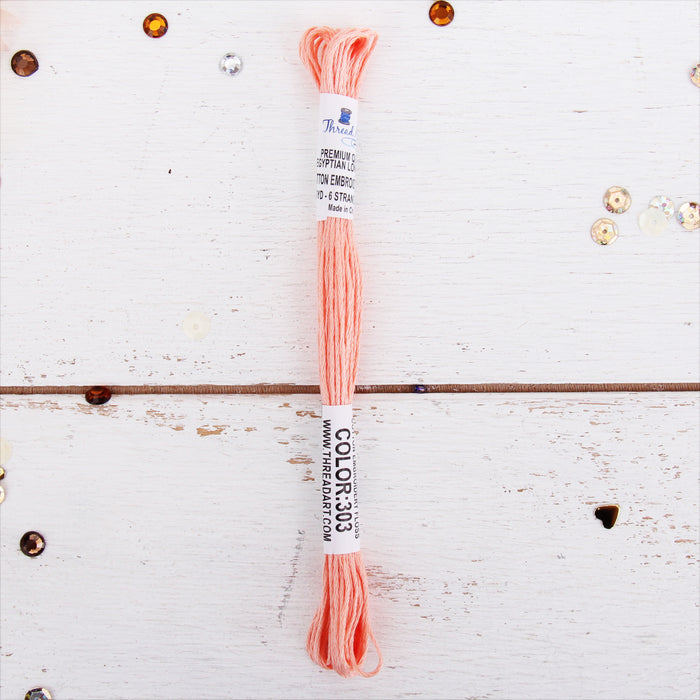 Light Apricot Premium Cotton Embroidery Floss - Six Strand Thread - No. 303 - Threadart.com