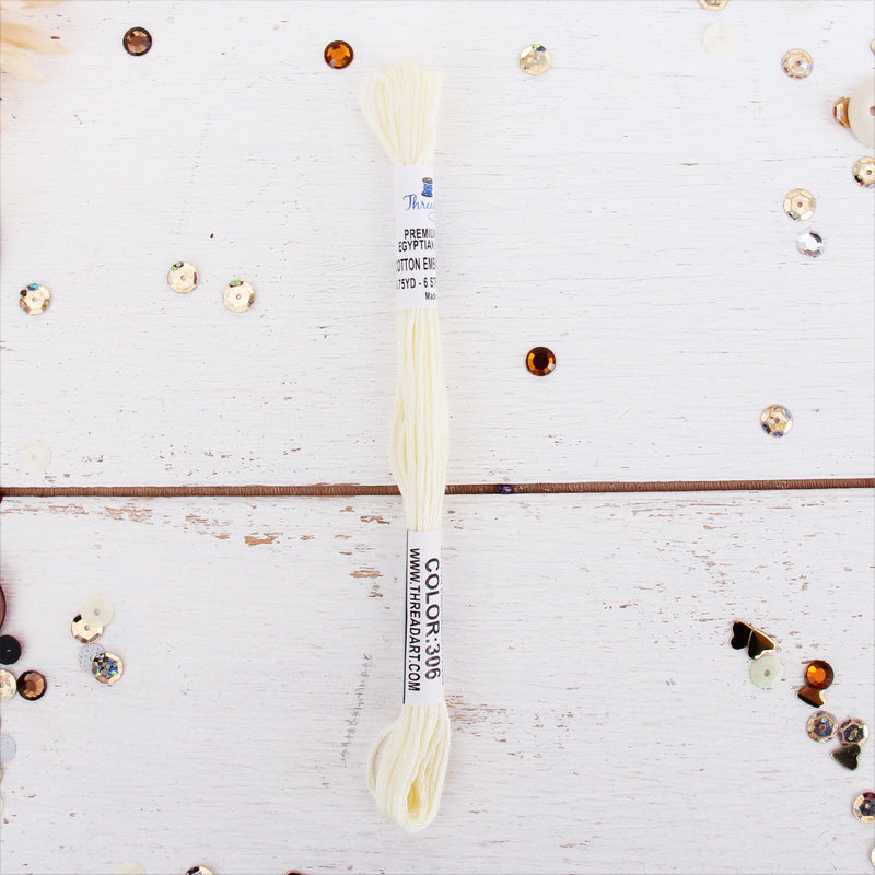 Off White Premium Cotton Embroidery Floss - Six Strand Thread - No. 306 - Threadart.com