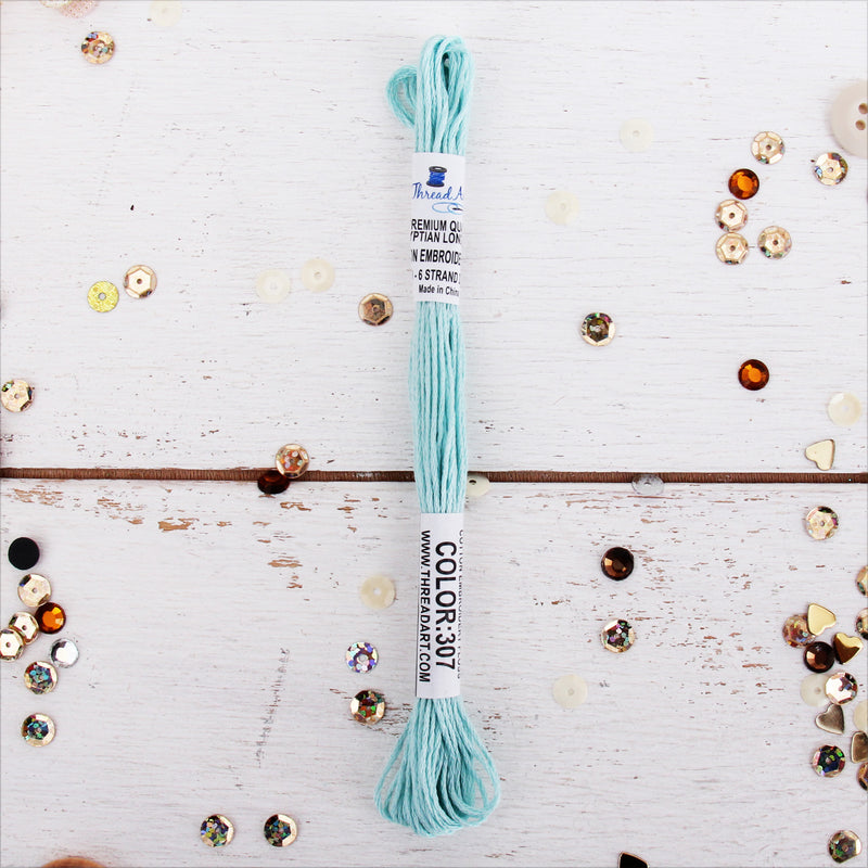 Light Aqua Premium Cotton Embroidery Floss - Six Strand Thread - No. 307 - Threadart.com