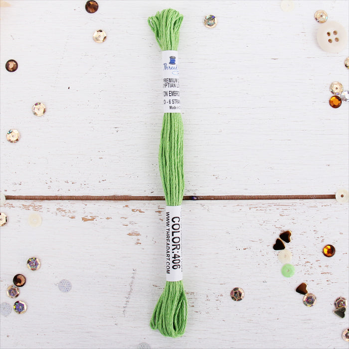 Bright Green Premium Cotton Embroidery Floss - Six Strand Thread - No. 406 - Threadart.com