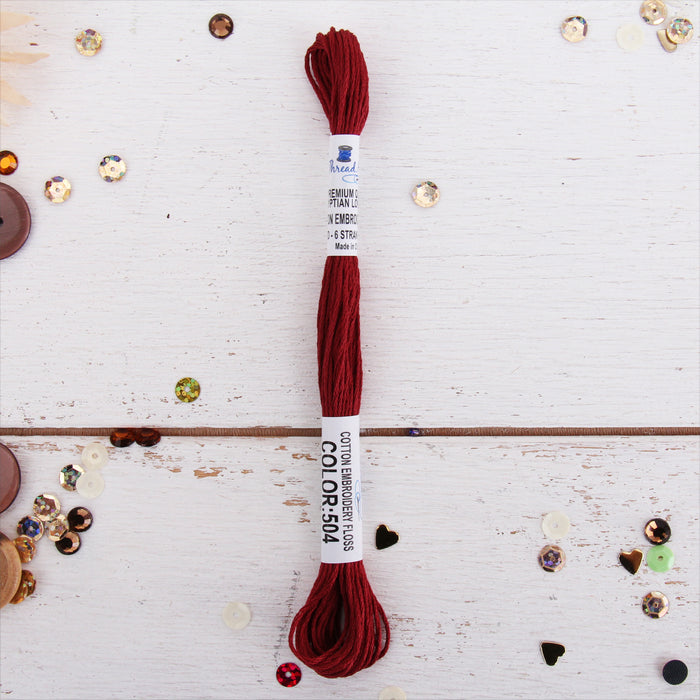 Burgundy Premium Cotton Embroidery Floss - Six Strand Thread - No. 504 - Threadart.com