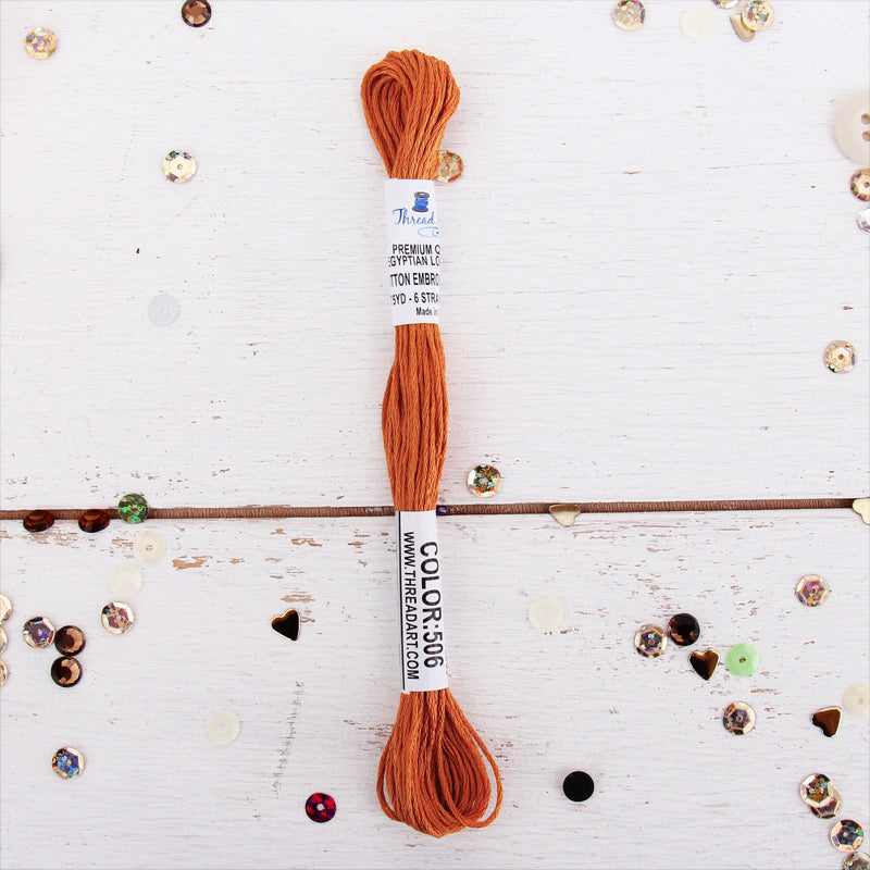 Golden Brown Premium Cotton Embroidery Floss - Six Strand Thread - No. 506 - Threadart.com