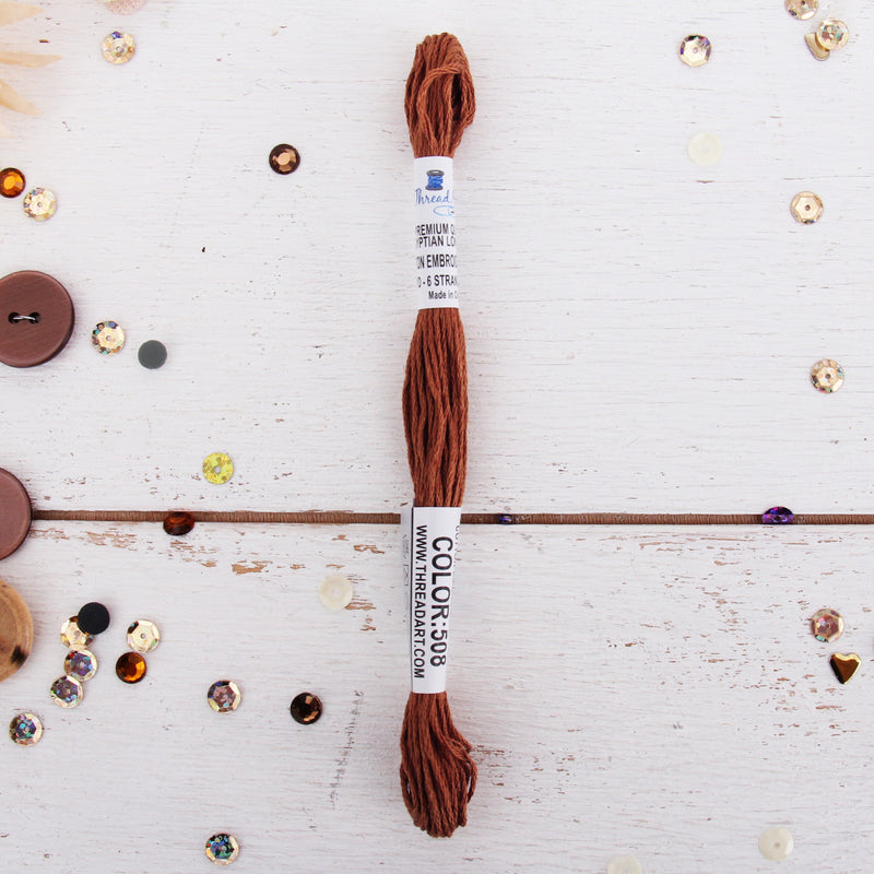 Brown Premium Cotton Embroidery Floss - Six Strand Thread - No. 508 - Threadart.com
