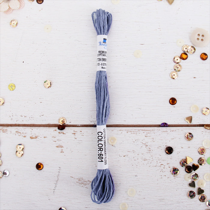 Dusty Blue Premium Cotton Embroidery Floss - Six Strand Thread - No. 601 - Threadart.com