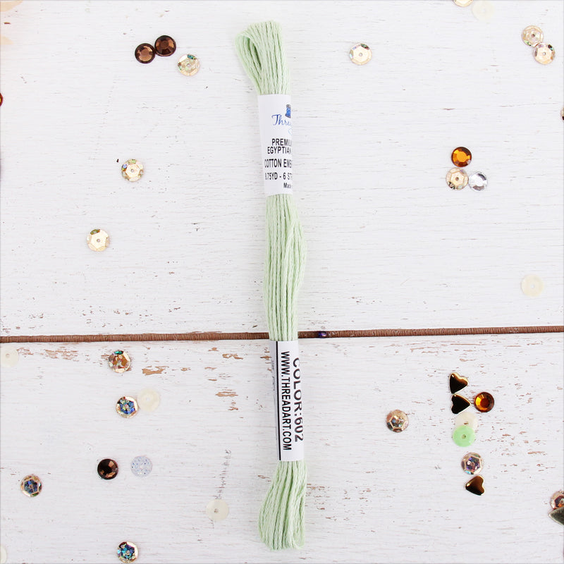Light Green Premium Cotton Embroidery Floss - Six Strand Thread - No. 602 - Threadart.com