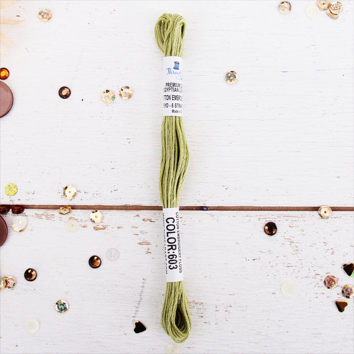 Moss Green Premium Cotton Embroidery Floss - Six Strand Thread - No. 603 - Threadart.com