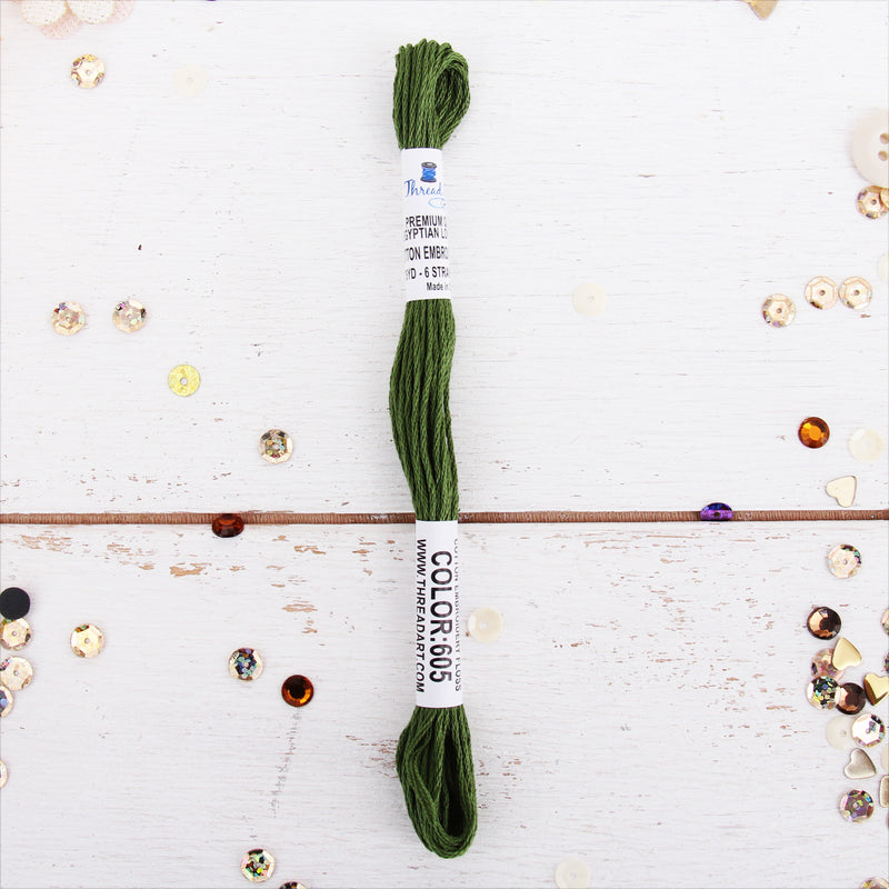 Hunter Green Premium Cotton Embroidery Floss - Six Strand Thread - No. 605 - Threadart.com