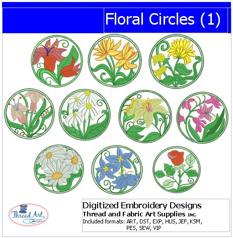 Machine Embroidery Designs - Floral Circles(1) - Threadart.com