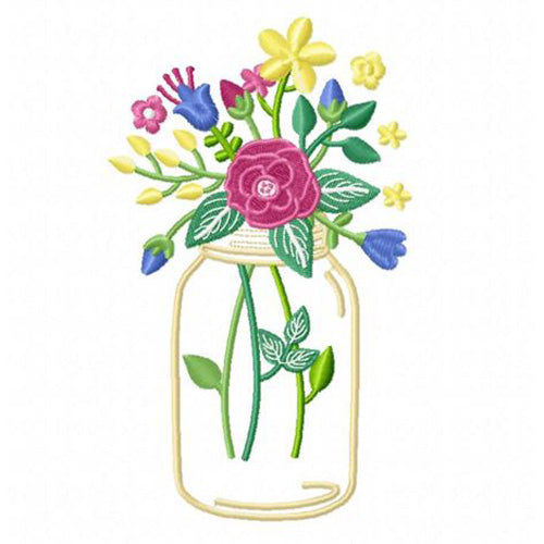 Machine Embroidery Designs - Floral Mason Jars (1) - Threadart.com