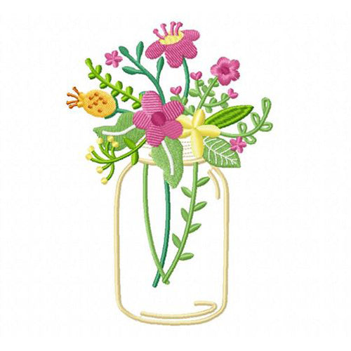 Machine Embroidery Designs - Floral Mason Jars (1) - Threadart.com