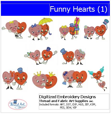 Machine Embroidery Designs - Funny Hearts(1) - Threadart.com