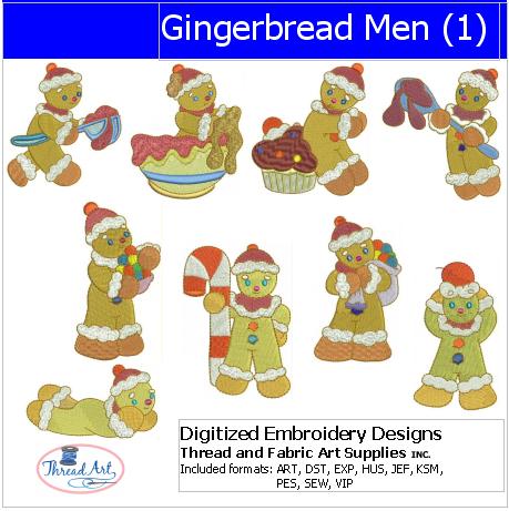 Machine Embroidery Designs - Gingerbread Men(1) - Threadart.com
