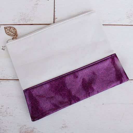Canvas & Glitter MakeUp Bag - Purple - Threadart.com