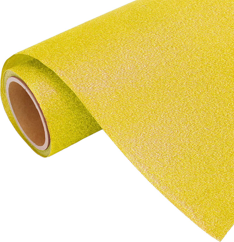 Rainbow Yellow Glitter Iron On Vinyl 20" Wide Sold By the Yard - Threadart.com
