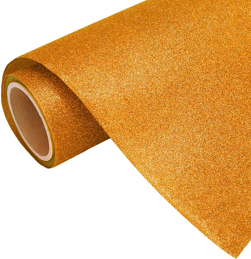 Yellow Gold Glitter Iron On Vinyl 20" Wide Sold By the Yard - Threadart.com