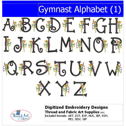 Machine Embroidery Designs - Gymnastics Alphabet - Threadart.com