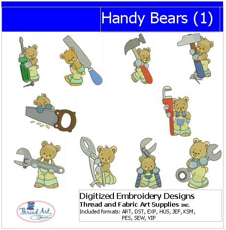 Machine Embroidery Designs - Handy Bears(1) - Threadart.com