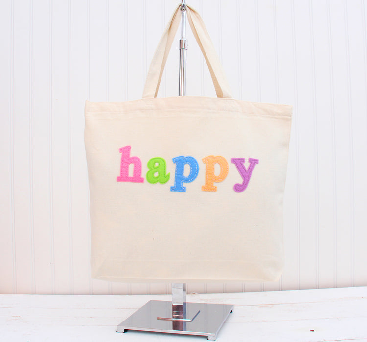 DIY Custom Felt Embroidery Tote Bag Kit - Pastel Happy Applique