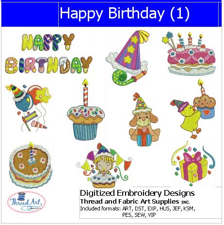 Machine Embroidery Designs - Happy Birthday(1) - Threadart.com