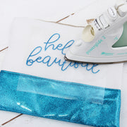 Aqua Glitter Iron On Vinyl - Pack of Heat Transfer Sheets - Threadart.com