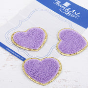 Iron On Chenille Patches - Set of 3 Hearts Chenille with Gold Glitter - Six Different Colors - Threadart.com