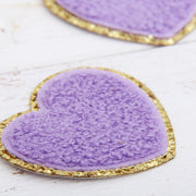 Iron On Chenille Patches - Set of 3 Hearts Chenille with Gold Glitter - Six Different Colors - Threadart.com
