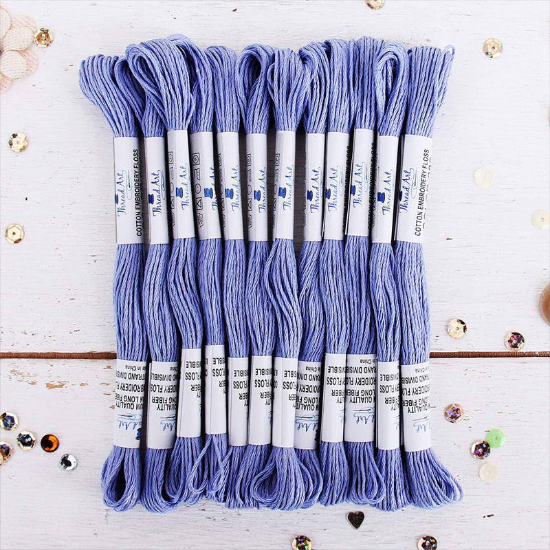 Light Blue Premium Cotton Embroidery Floss - Box of 12 - Six Strand Thread - No. 202 - Threadart.com