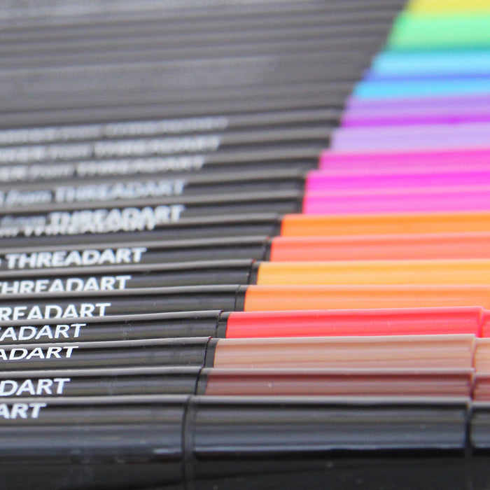 Premium Set of 24 Permanent Fabric Marking Pen - Dual Tip Textile Markers - Threadart.com