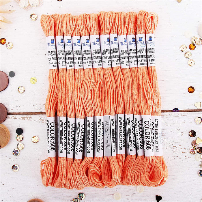 Melon Premium Cotton Embroidery Floss - Box of 12 - Six Strand Thread - No. 608 - Threadart.com