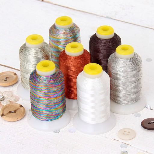 Metallic Embroidery Thread | No. L70 - Aqua Blue | 500 Meter Cones (550  Yards) | 25 Brilliant Shiny Colors | For Machine Embroidery