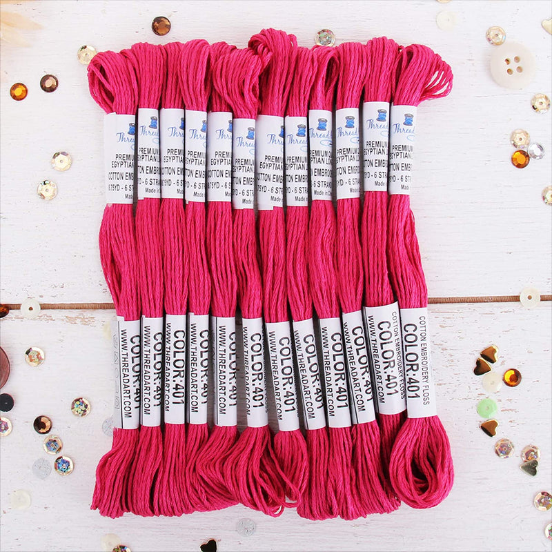 Magenta Premium Cotton Embroidery Floss - Box of 12 - Six Strand Thread - No. 401 - Threadart.com