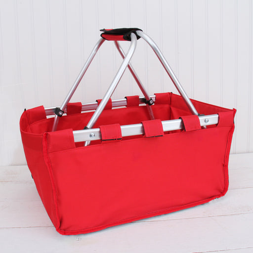 Large Market Tote Basket - Red - Collapsible - Threadart.com
