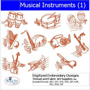 Machine Embroidery Designs - Musical Instruments1 - Threadart.com