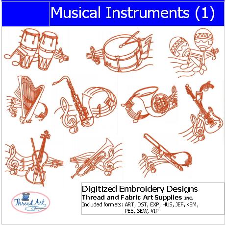 Machine Embroidery Designs - Musical Instruments1 - Threadart.com