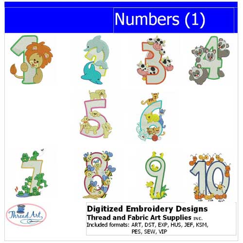 Machine Embroidery Designs - Numbers(1) - Threadart.com
