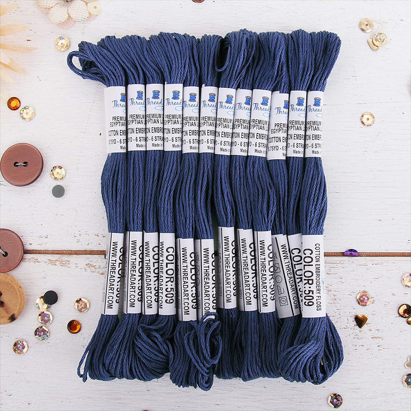 Navy Premium Cotton Embroidery Floss - Box of 12 - Six Strand Thread - No. 509 - Threadart.com