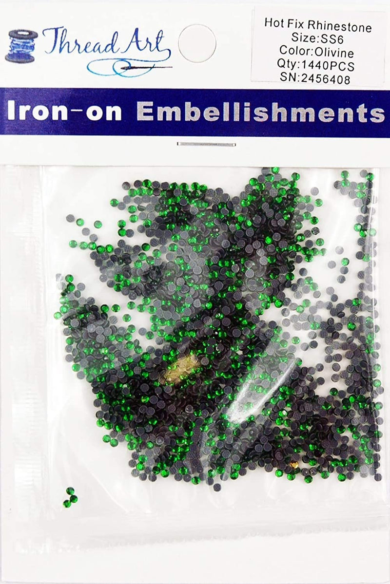 Hot Fix Rhinestones - SS6 - Olivine - 1440 stones - Threadart.com