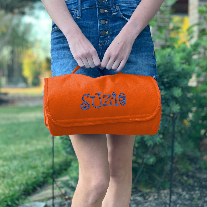 Personalized Fleece Travel Blanket - Embroidered Name or Monogram - Threadart.com