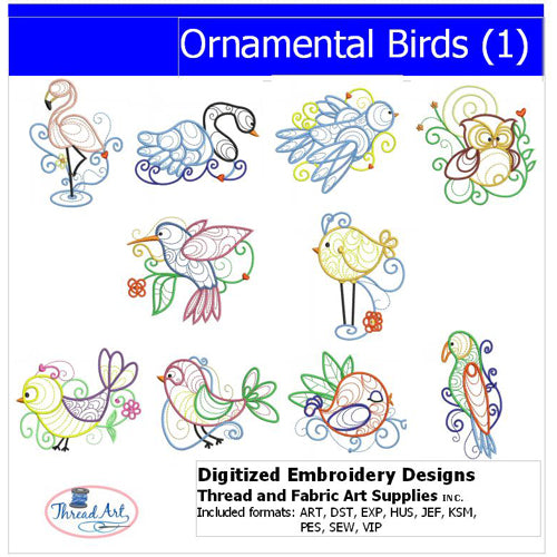 Machine Embroidery Designs - Ornamental Birds (1) - Threadart.com