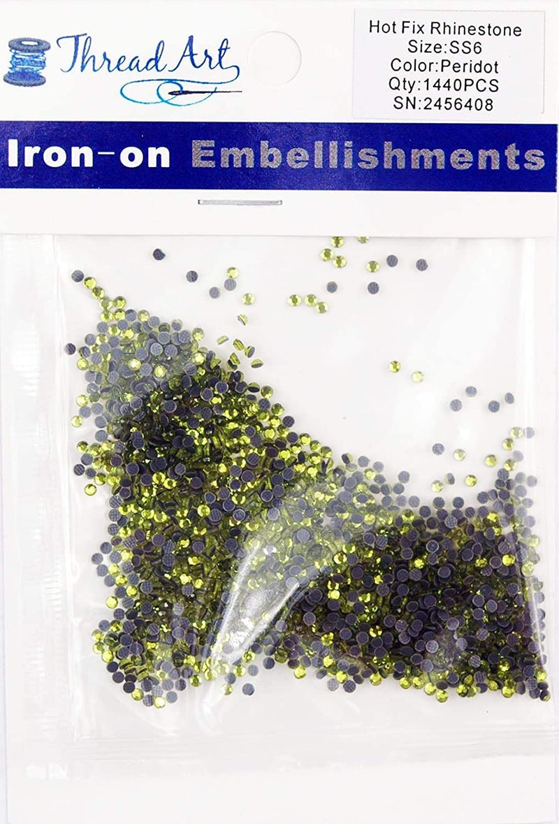 Hot Fix Rhinestones - SS6 - Peridot - 1440 stones - Threadart.com
