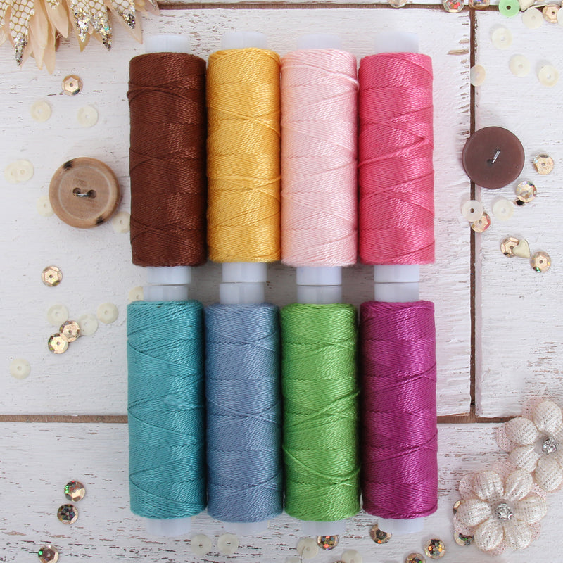 Pearl Cotton Thread Set Romantic Colors 8 Colors - Threadart.com