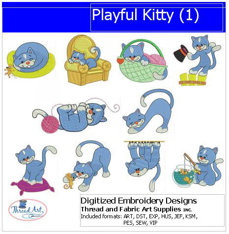 Machine Embroidery Designs - Playful Kitty(1) - Threadart.com
