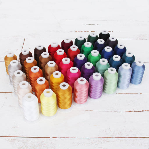 40 Colors Polyester Embroidery Thread Set - 1000M Cones Set A
