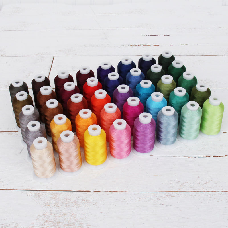 40 Colors Polyester Embroidery Thread Set- 1000M Cones - Set B - Threadart.com