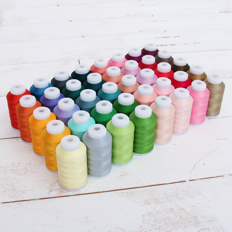 40 Colors Polyester Embroidery Thread Set-1000M Cones - Set D - Threadart.com