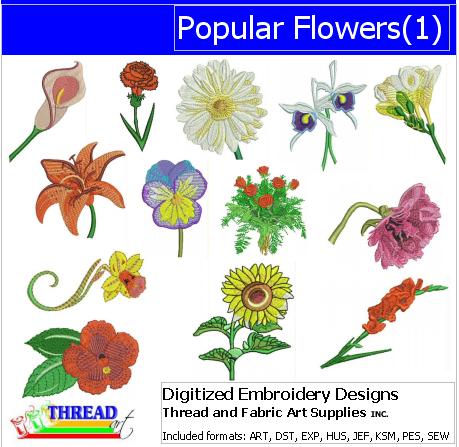 Machine Embroidery Designs - Popular Flowers(1) - Threadart.com
