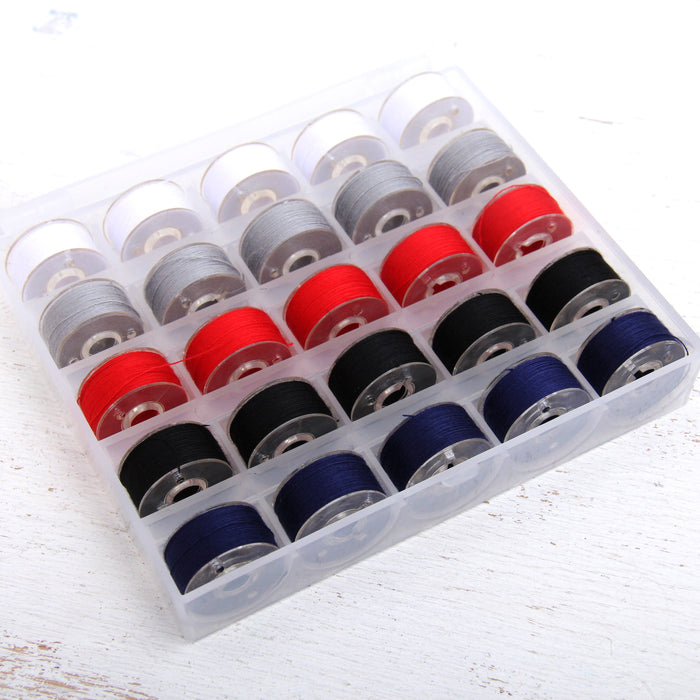 5 Color Sewing Thread Set with Matching Prewound Bobbins - Popular Col ...