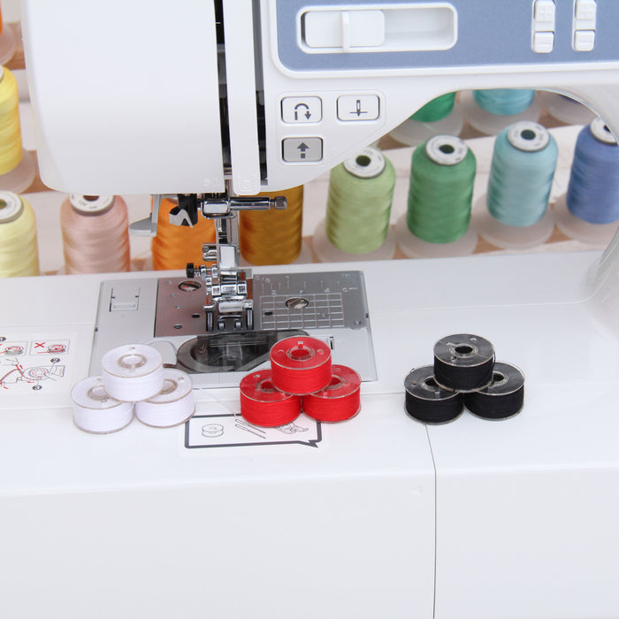Prewound Sewing Bobbins - 25 Count - White Thread for Sewing Machine W —