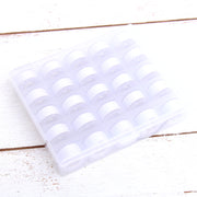 Prewound Sewing Bobbins - 25 Count - White Thread for Sewing Machine With Storage Box - Threadart.com